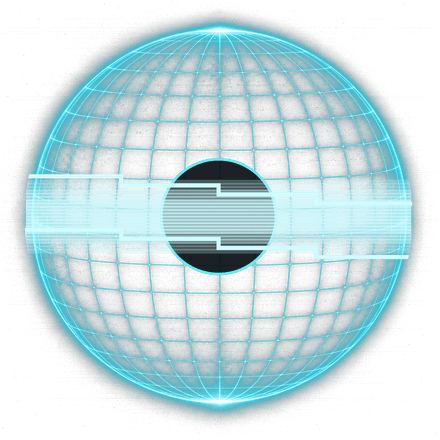 Camera B: the same sphere, its band stepped into four flat levels, the probe that rounds what it reads